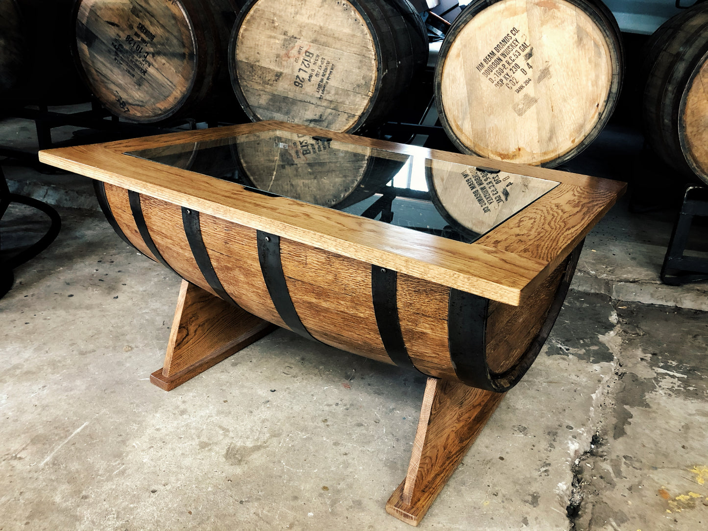 Wooden Coffee Table with Glass Top